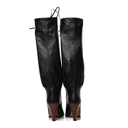 Gucci Deauville Calfskin Cinched Knee High Boots 39.5 Black 6 of 11