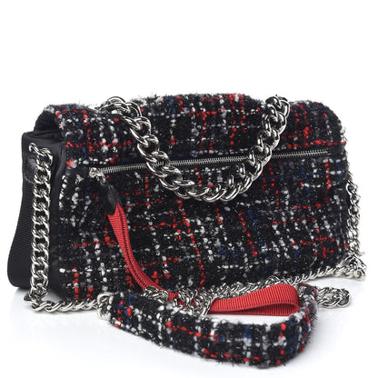 Chanel Tweed Nylon Quilted Small Astronaut Essentials Flap Black Red 3 of 11