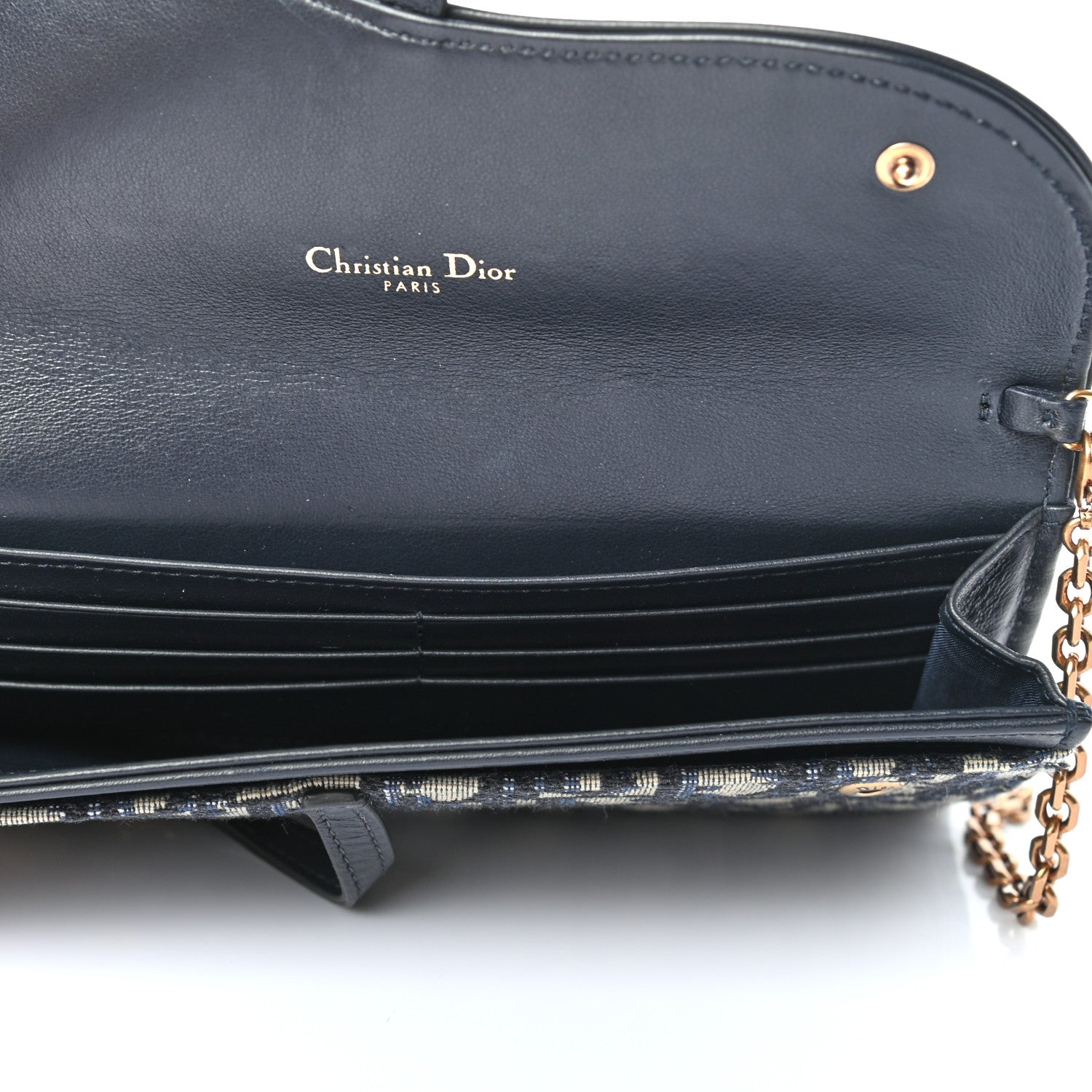 Christian Dior Oblique Saddle Chain Long Wallet Blue 5 of 7