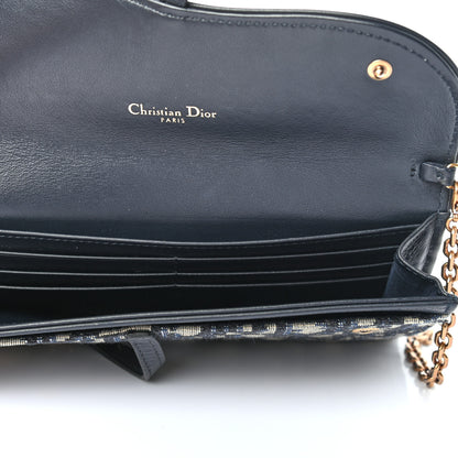 Christian Dior Oblique Saddle Chain Long Wallet Blue 5 of 7