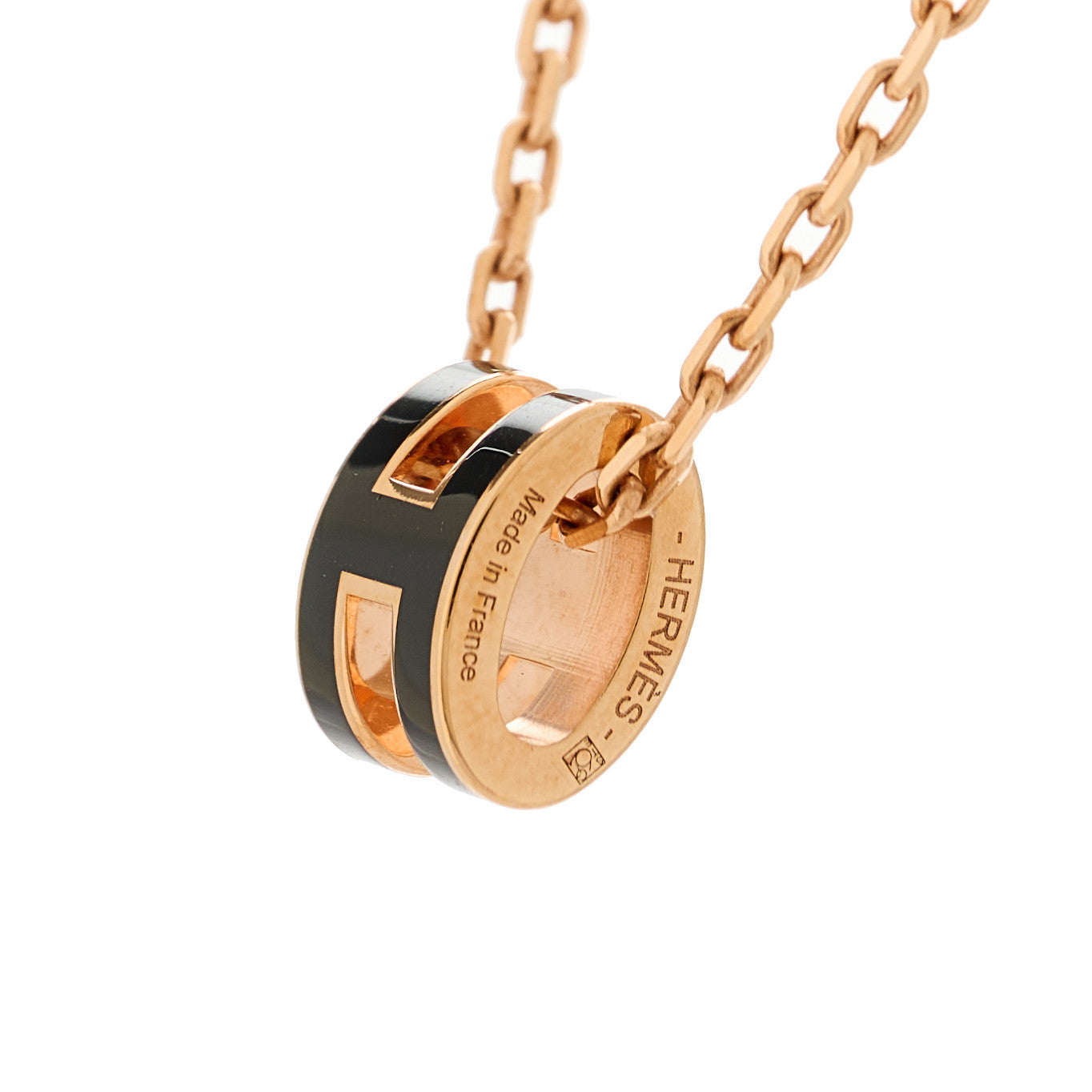 Lacquered Gold Mini Pop H Pendant Necklace Black