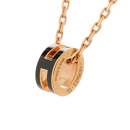 Hermes Lacquered Gold Mini Pop H Pendant Necklace Black 4 of 6