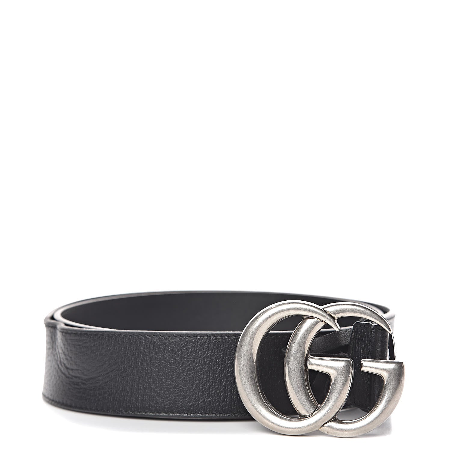 Gucci Textured Dollar Calfskin Nickel Double G 40mm Belt 95 38 Black 1 of 7