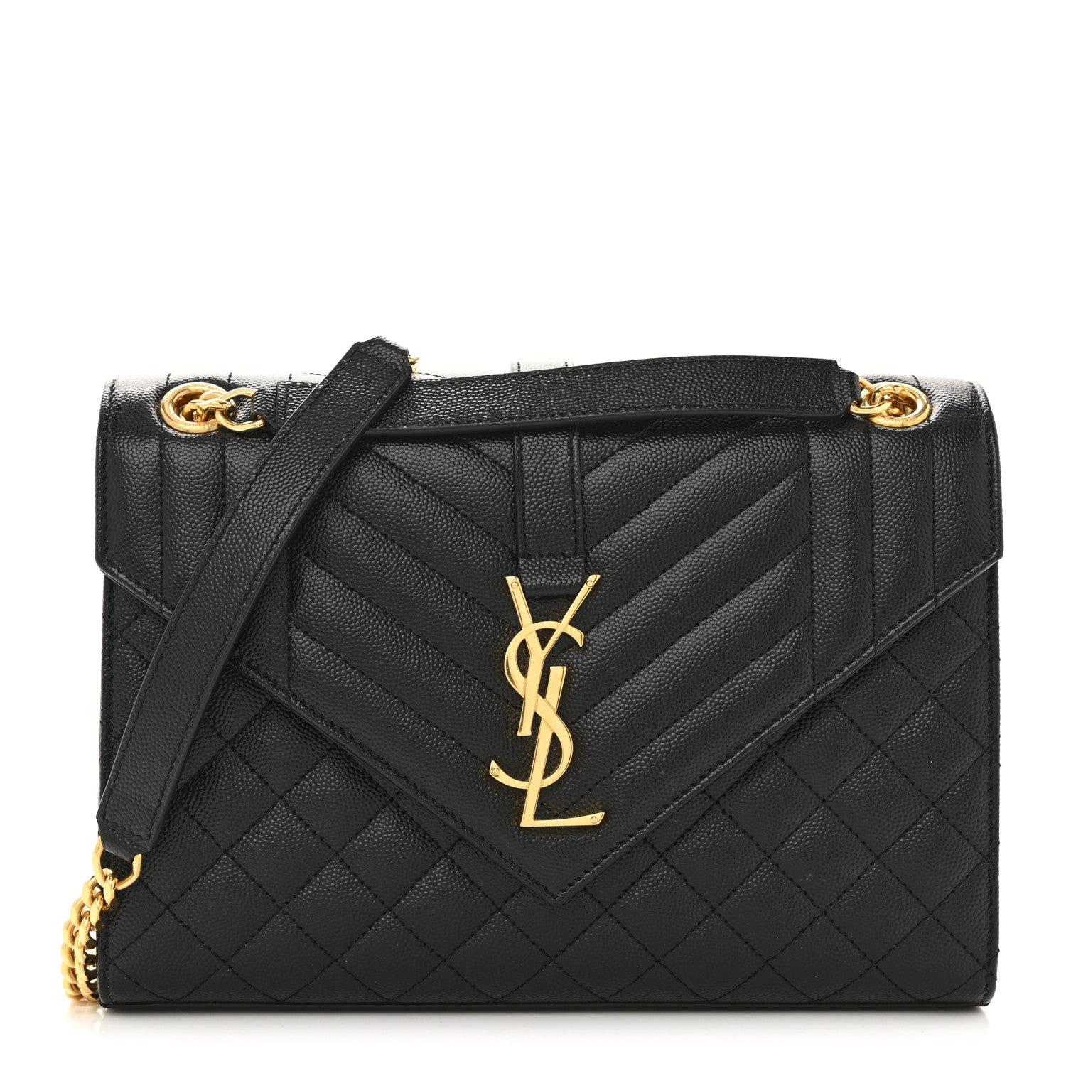 Saint Laurent Grain De Poudre Textured Mixed Matelasse Triquilt Medium Monogram Satchel Black 1 of 11