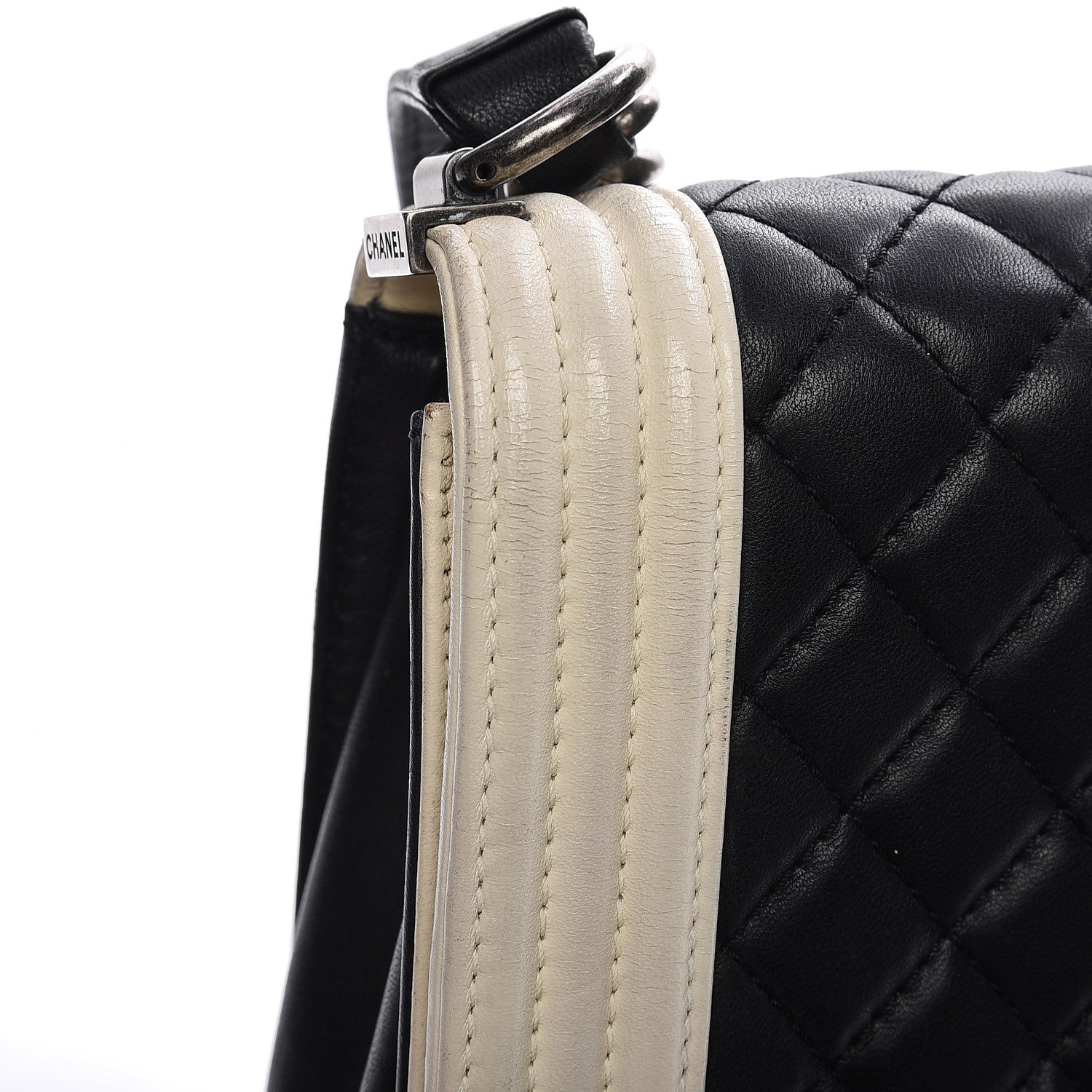 Chanel Lambskin Quilted Large Boy Flap Black White 12 of 18