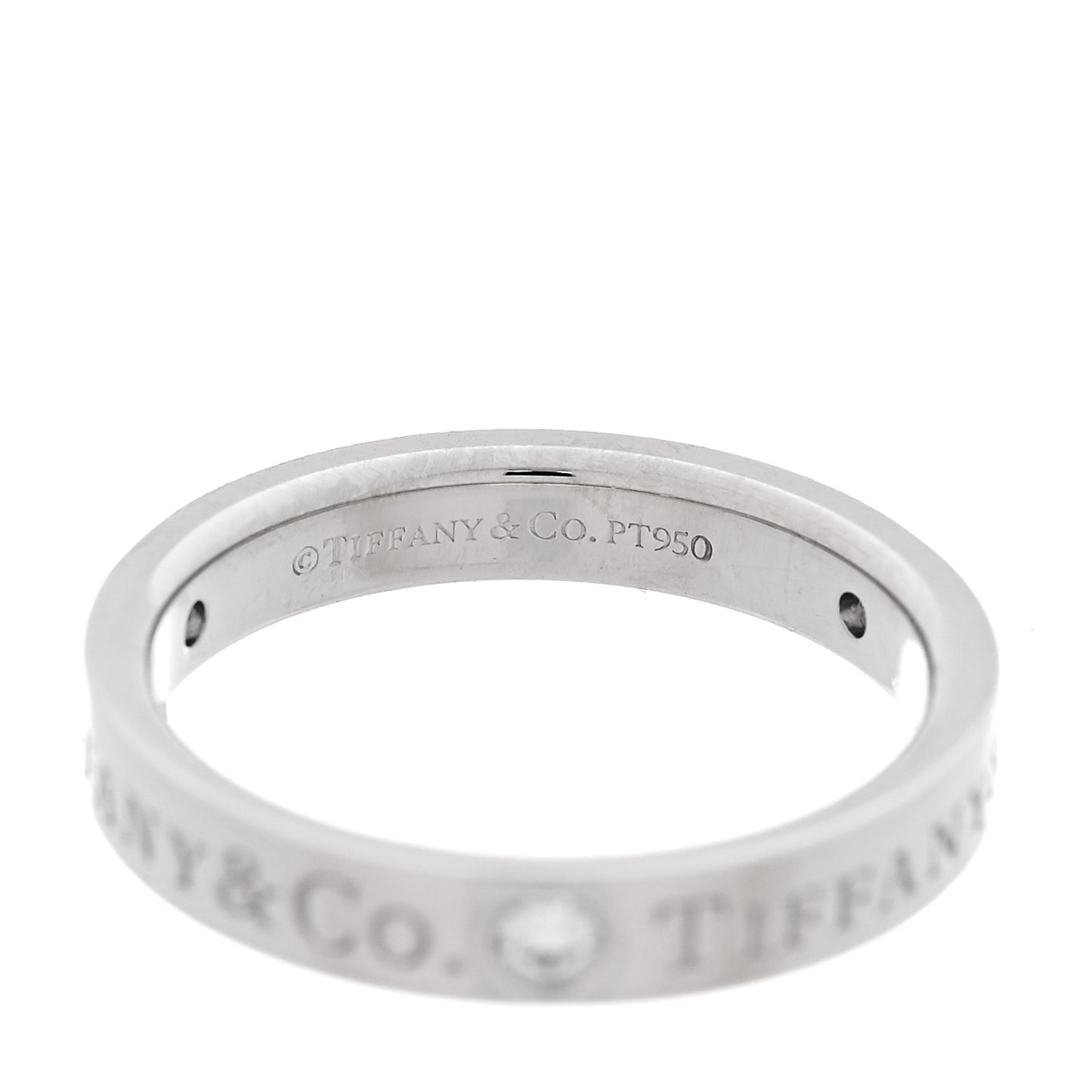 Platinum Diamond Logo Band Ring 46 3.75