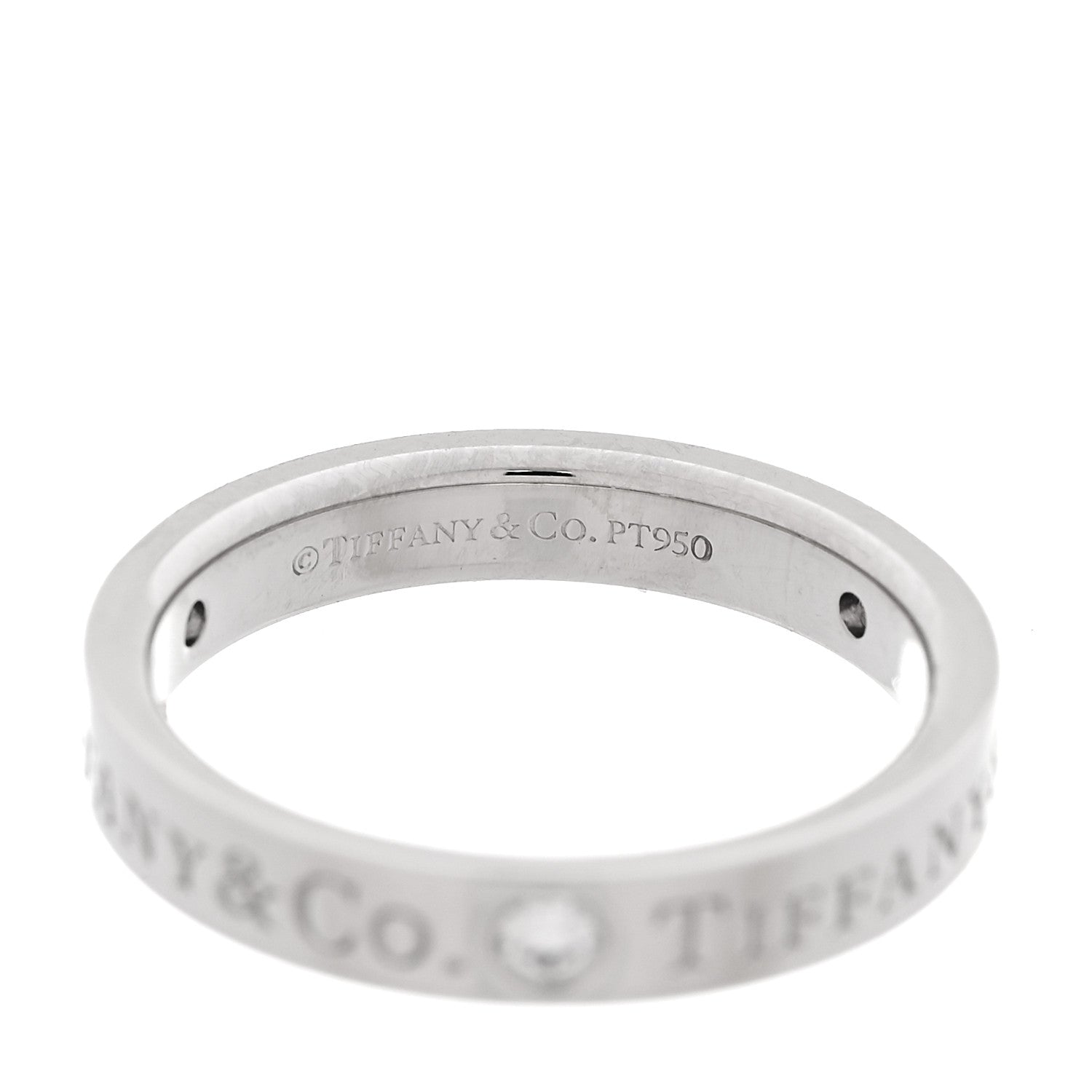 Tiffany Platinum Diamond Logo Band Ring 46 3.75 4 of 4