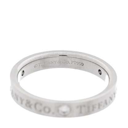 Tiffany Platinum Diamond Logo Band Ring 46 3.75 4 of 4
