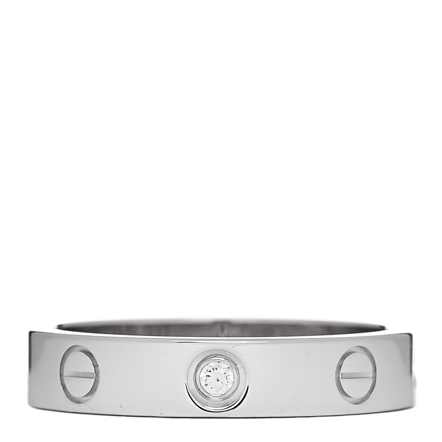 18K White Gold Diamond 4mm LOVE Wedding Band Ring 53 6.5