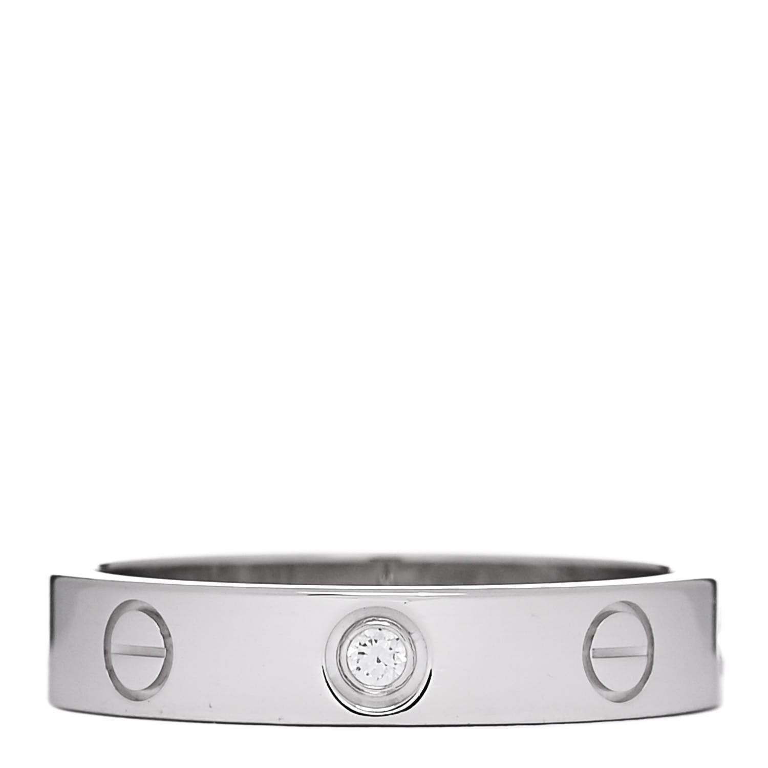 Cartier 18K White Gold Diamond 4mm LOVE Wedding Band Ring 53 6.5 1 of 5