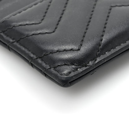 Gucci Calfskin Matelasse Chevron GG Marmont Key Case Card Holder Black 7 of 10