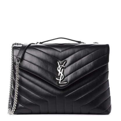 Saint Laurent Calfskin Y Quilted Monogram Medium Loulou Chain Satchel Black 1 of 11
