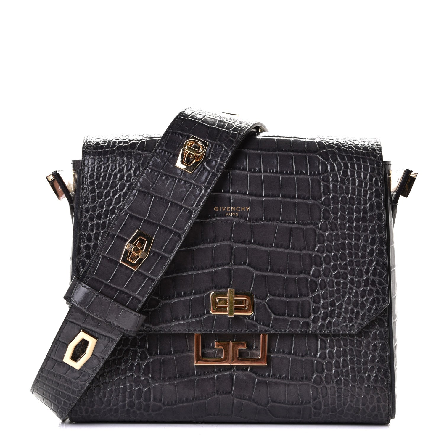 Givenchy Calfskin Crocodile Embossed Medium Eden Storm Grey 1 of 6