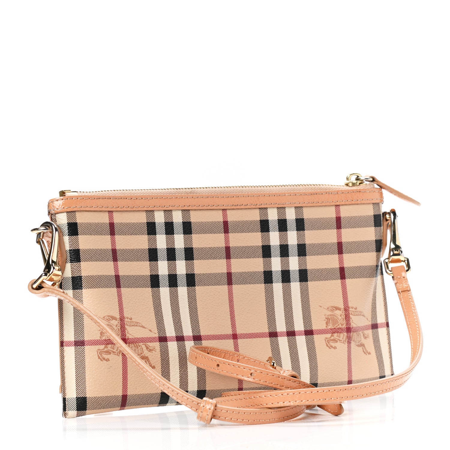 Burberry Haymarket Check Small Peyton Crossbody Clutch Bag Dusty Pink 2 of 4