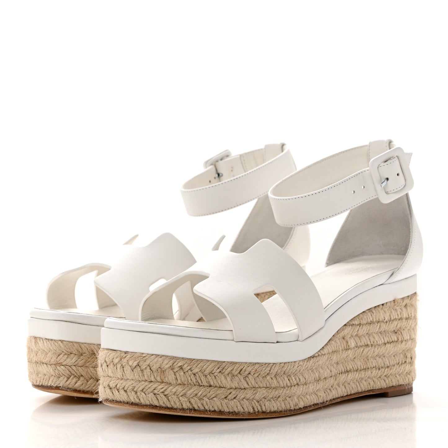 Goatskin Elda Espadrille Wedge Sandals 37 White