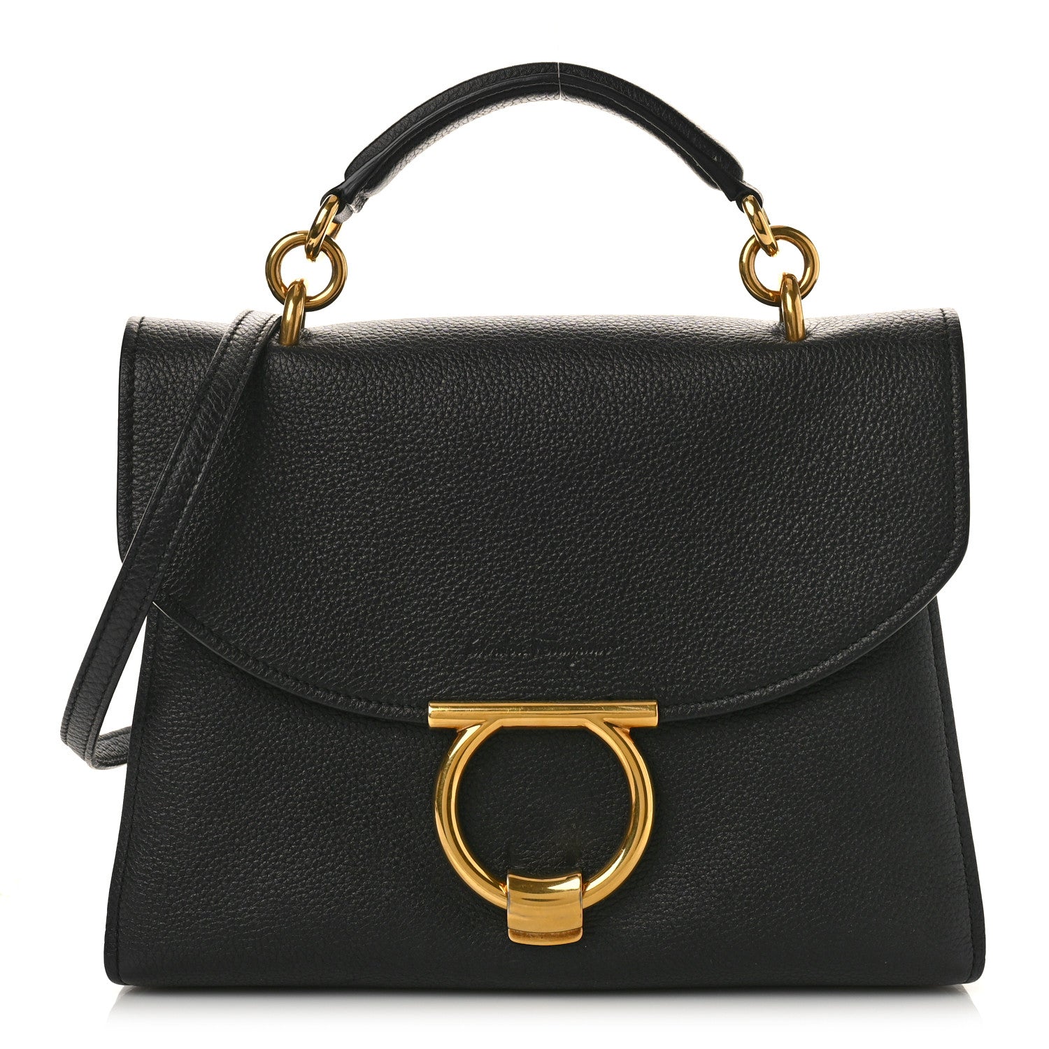 Salvatore Ferragamo Calfskin Small Margot Top Handle Satchel Black 1 of 8