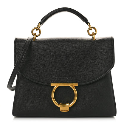 Salvatore Ferragamo Calfskin Small Margot Top Handle Satchel Black 1 of 8