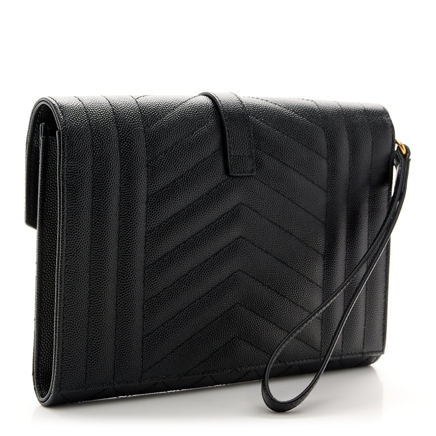 Grain De Poudre Textured Mixed Matelasse Triquilt Monogram Clutch Black