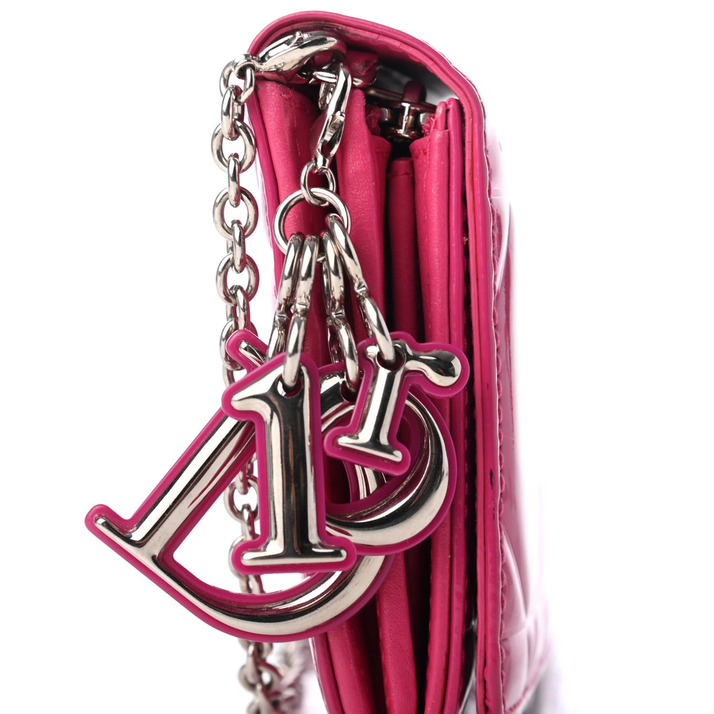 Patent Cannage Lady Dior Rendezvous Wallet On Chain Fuchsia