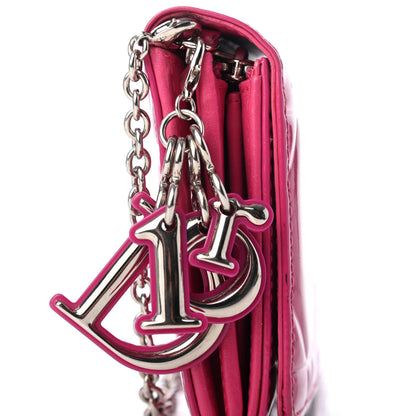 Christian Dior Patent Cannage Lady Dior Rendezvous Wallet On Chain Fuchsia 8 of 8