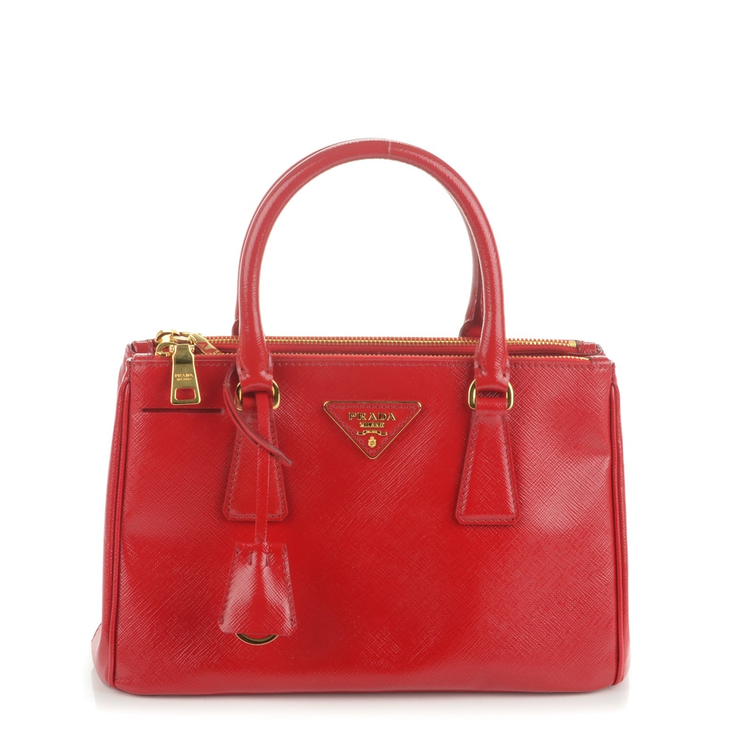 Saffiano Vernice Mini Galleria Double Zip Tote Rosso