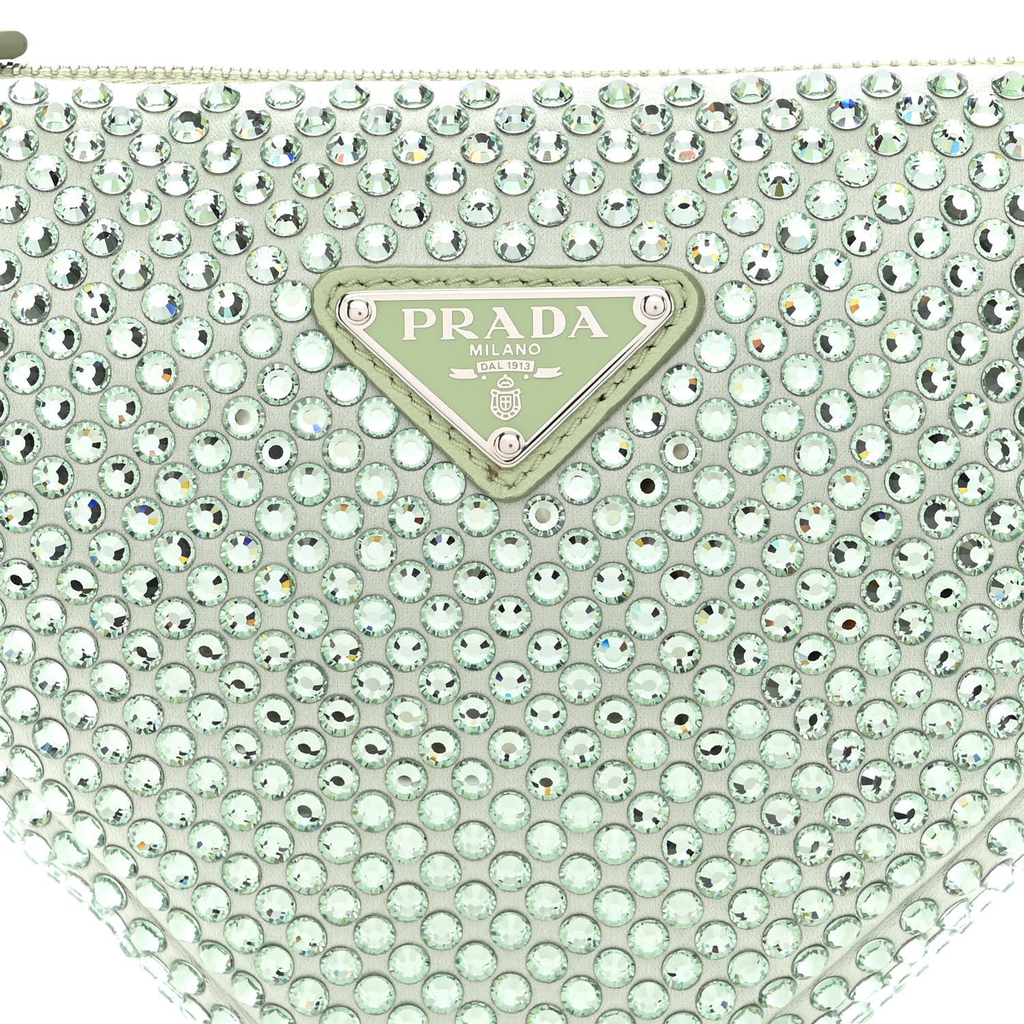 Satin Crystal Triangle Pouch Acqua