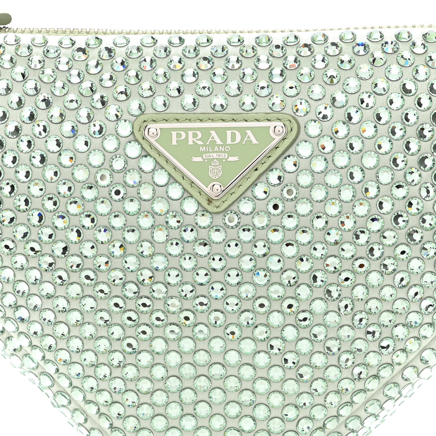 Prada Satin Crystal Triangle Pouch Acqua 8 of 10