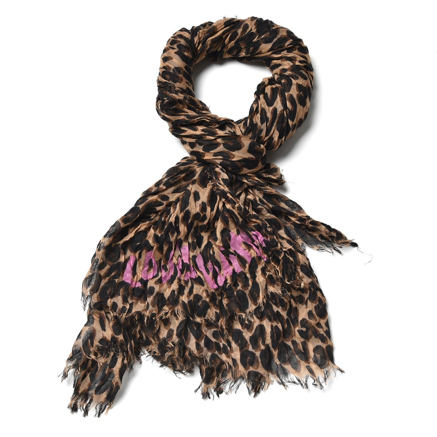 Cashmere Silk Leopard Etole Stole Marron