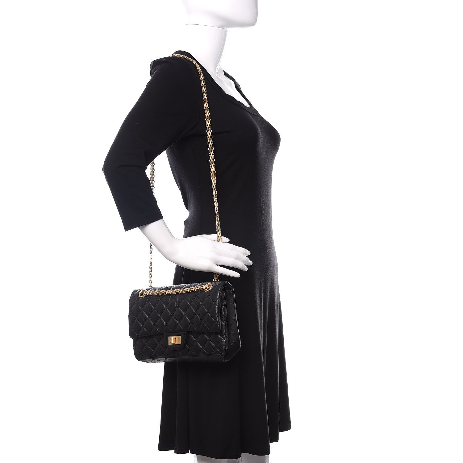 Chanel Aged Calfskin Quilted 2.55 Reissue 225 Flap Black 2 of 12