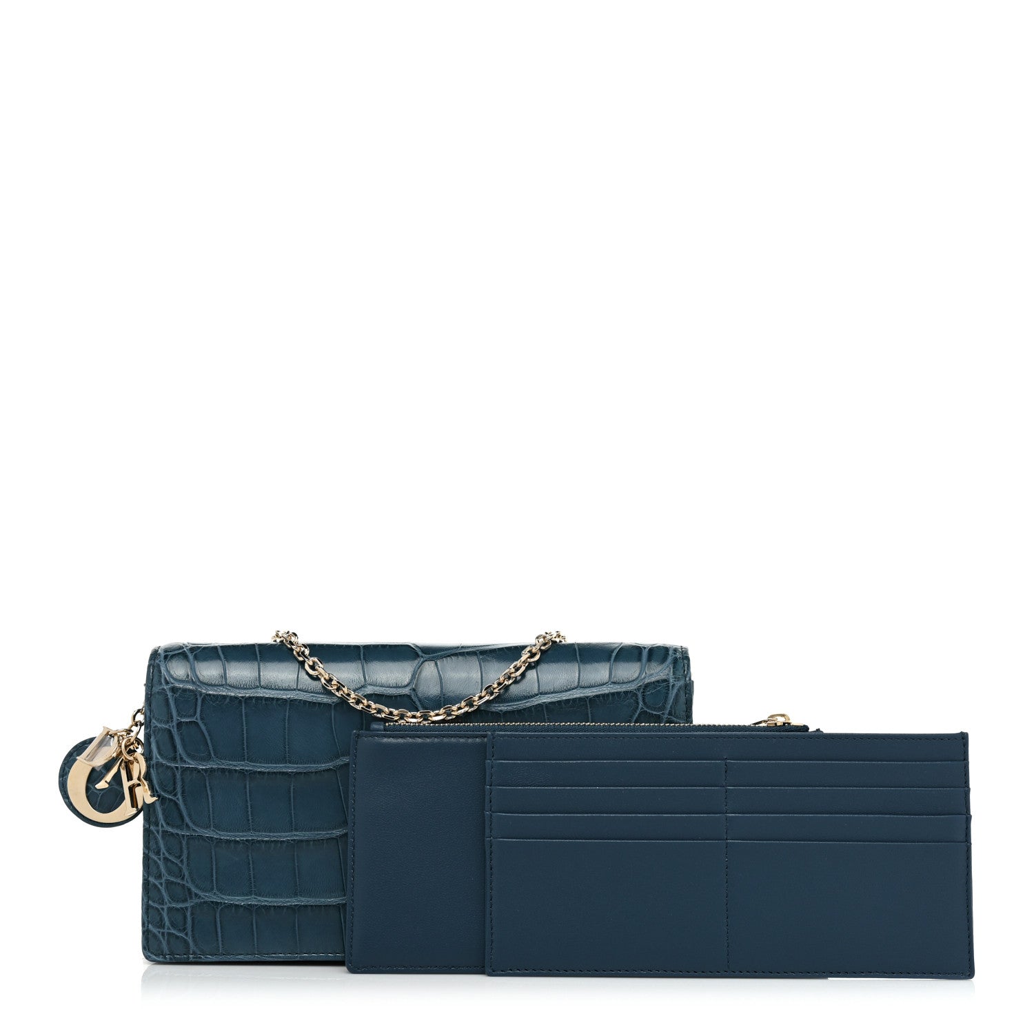 Christian Dior Alligator Lady Dior Pouch Blue 3 of 11