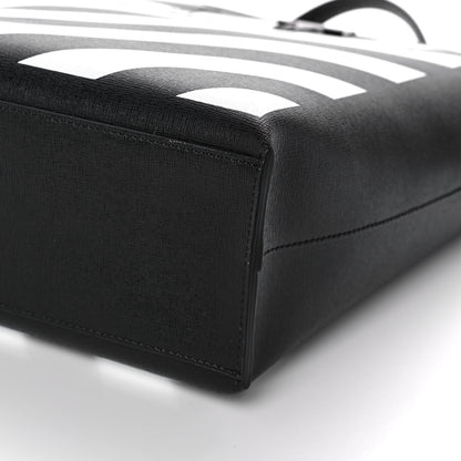 Off-White Saffiano Striped Diag Binder Crossbody Black White 7 of 7