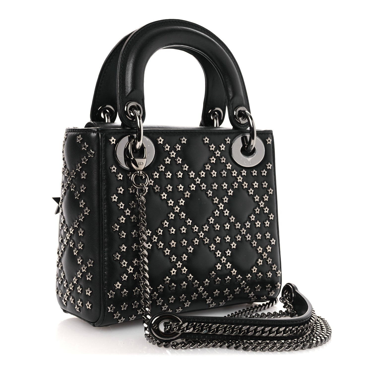 Christian Dior Lambskin Cannage Lucky Star Studded Mini Lady Dior Black Black 3 of 12