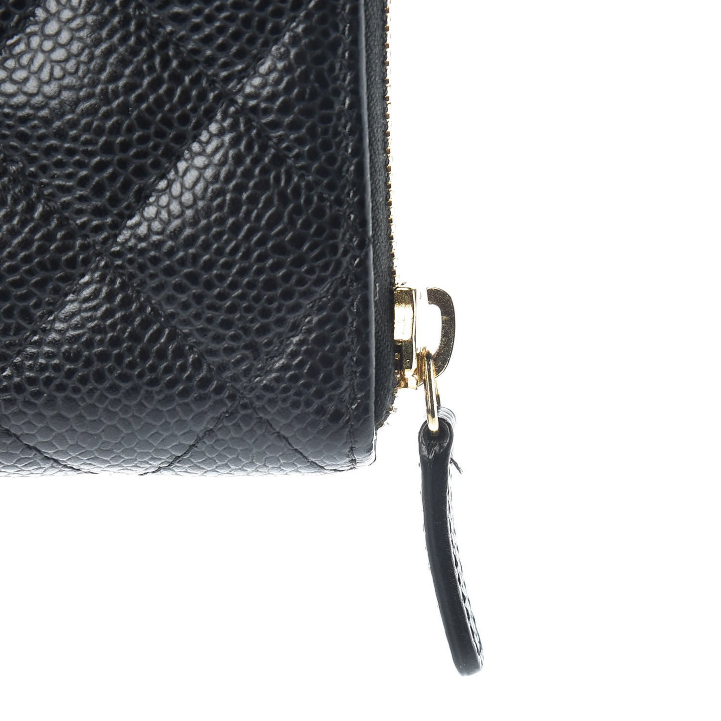 Caviar Quilted Large Gusset Zip Around Wallet Black