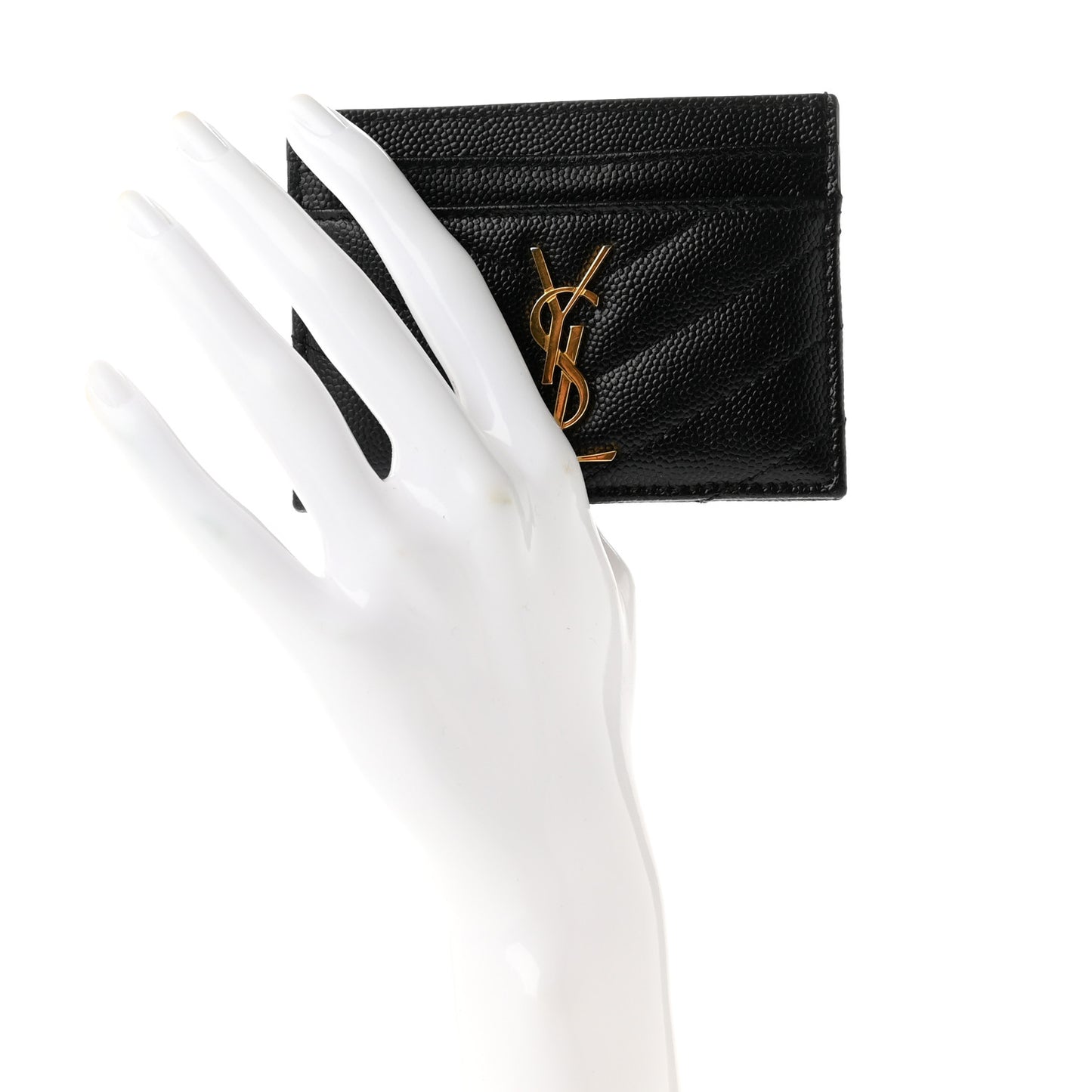 Grain De Poudre Matelasse Chevron Monogram Credit Card Case Black