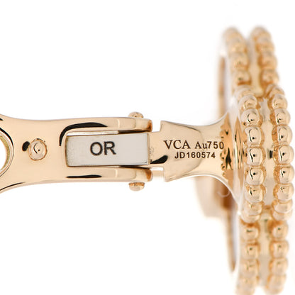 Van Cleef & Arpels 18K Yellow Gold Mother of Pearl Vintage Alhambra Earrings 4 of 5
