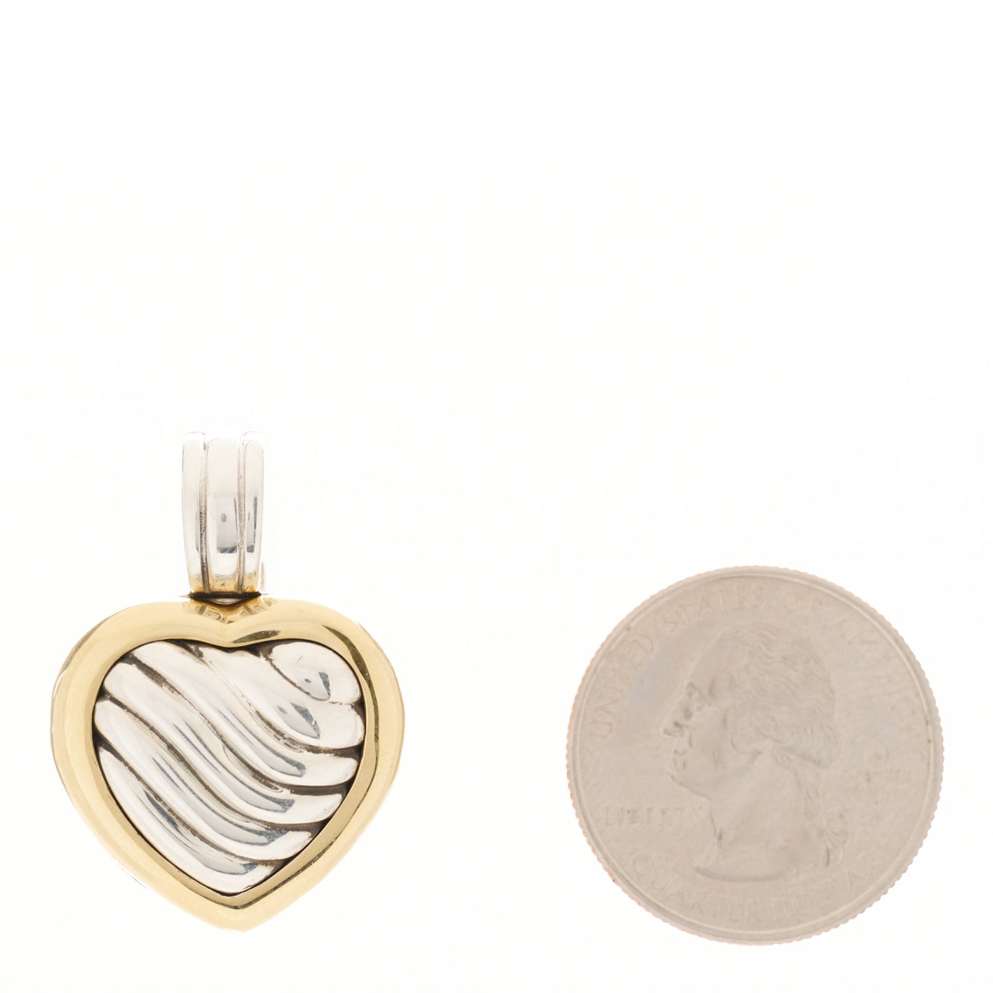 Sterling Silver 18K Yellow Gold Cable Heart Locket Enhancer Pendant