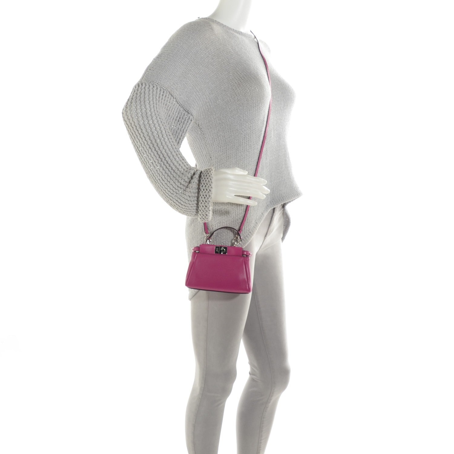 Fendi Nappa Micro Peekaboo Iconic Satchel Magenta 2 of 8