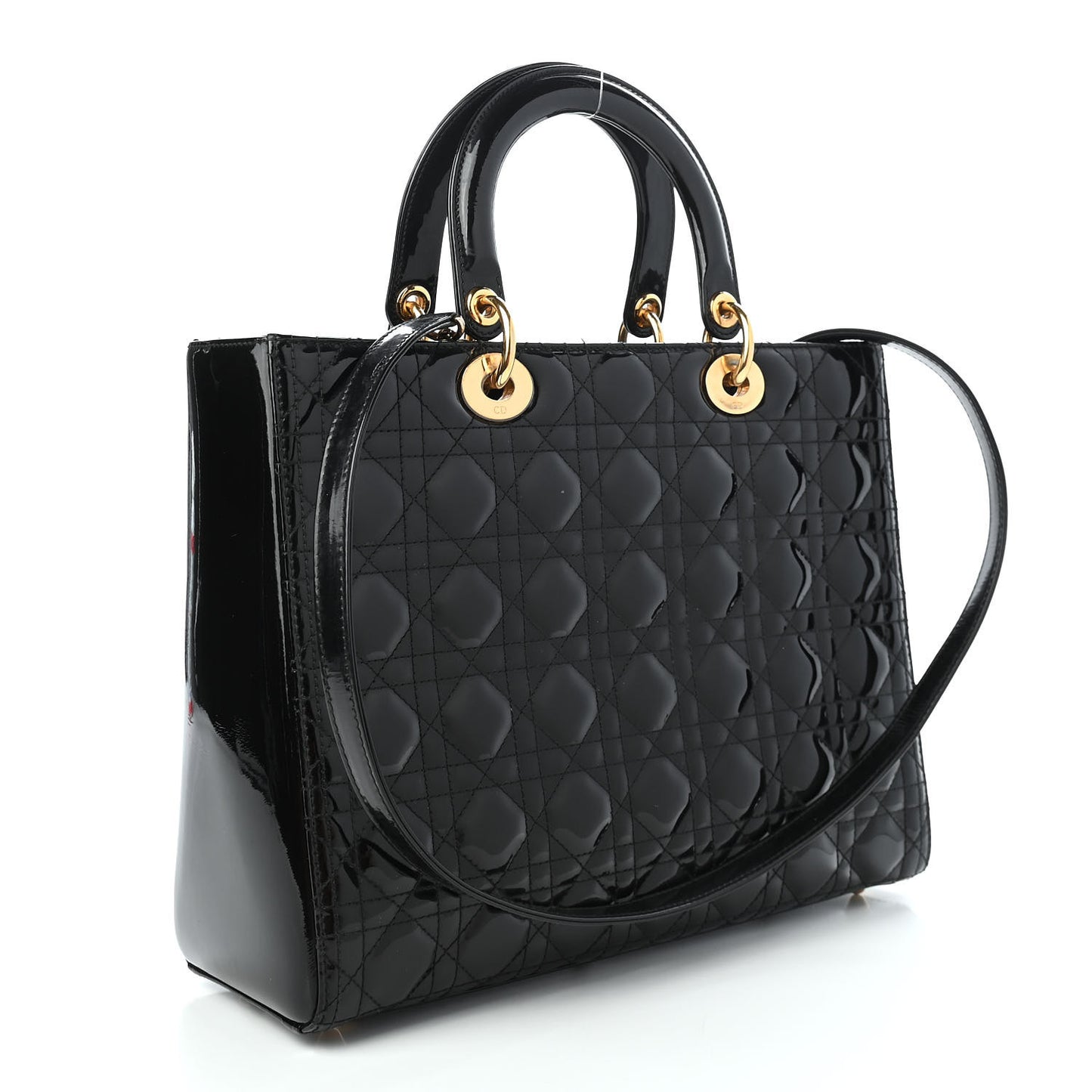 Patent Cannage Large Lady Dior Black