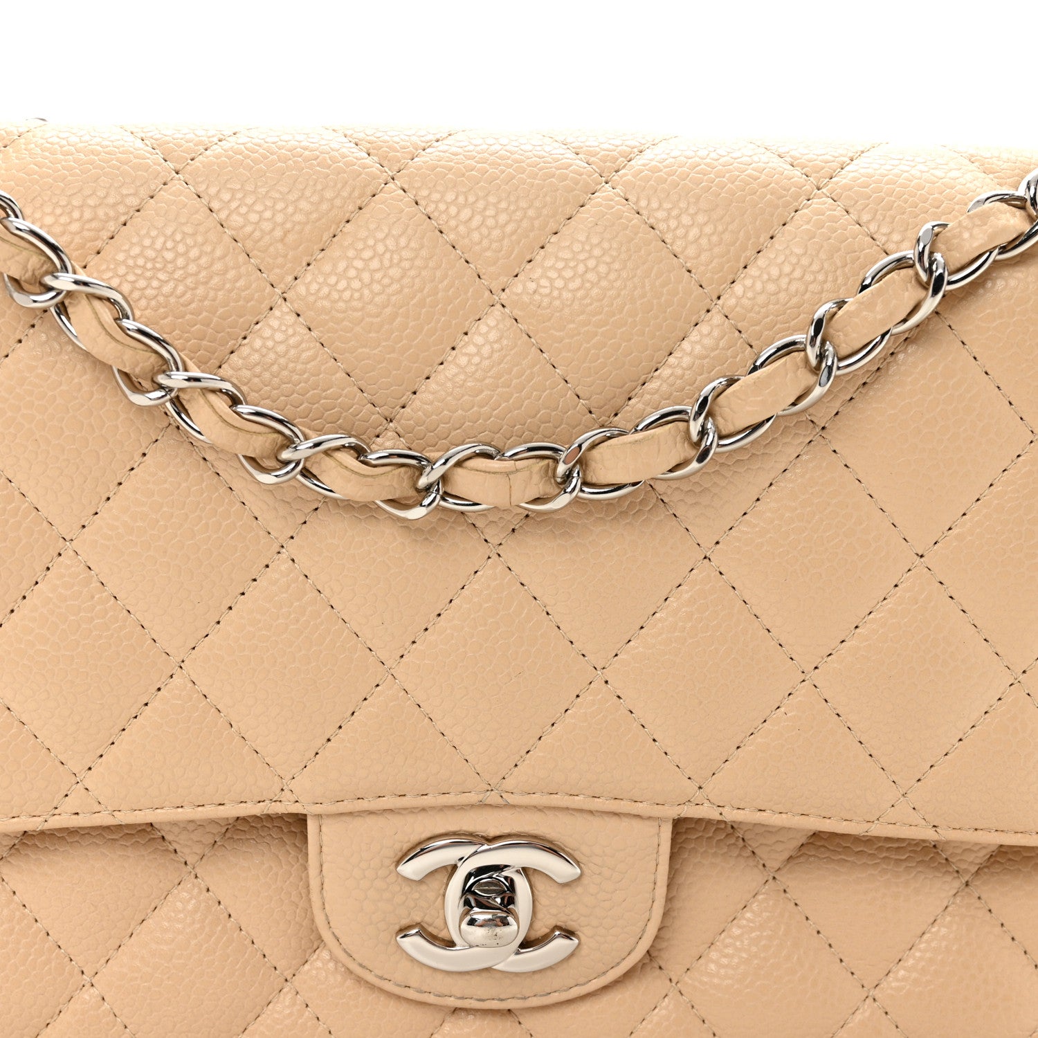 Chanel Caviar Quilted Medium Double Flap Beige Clair 8 of 10