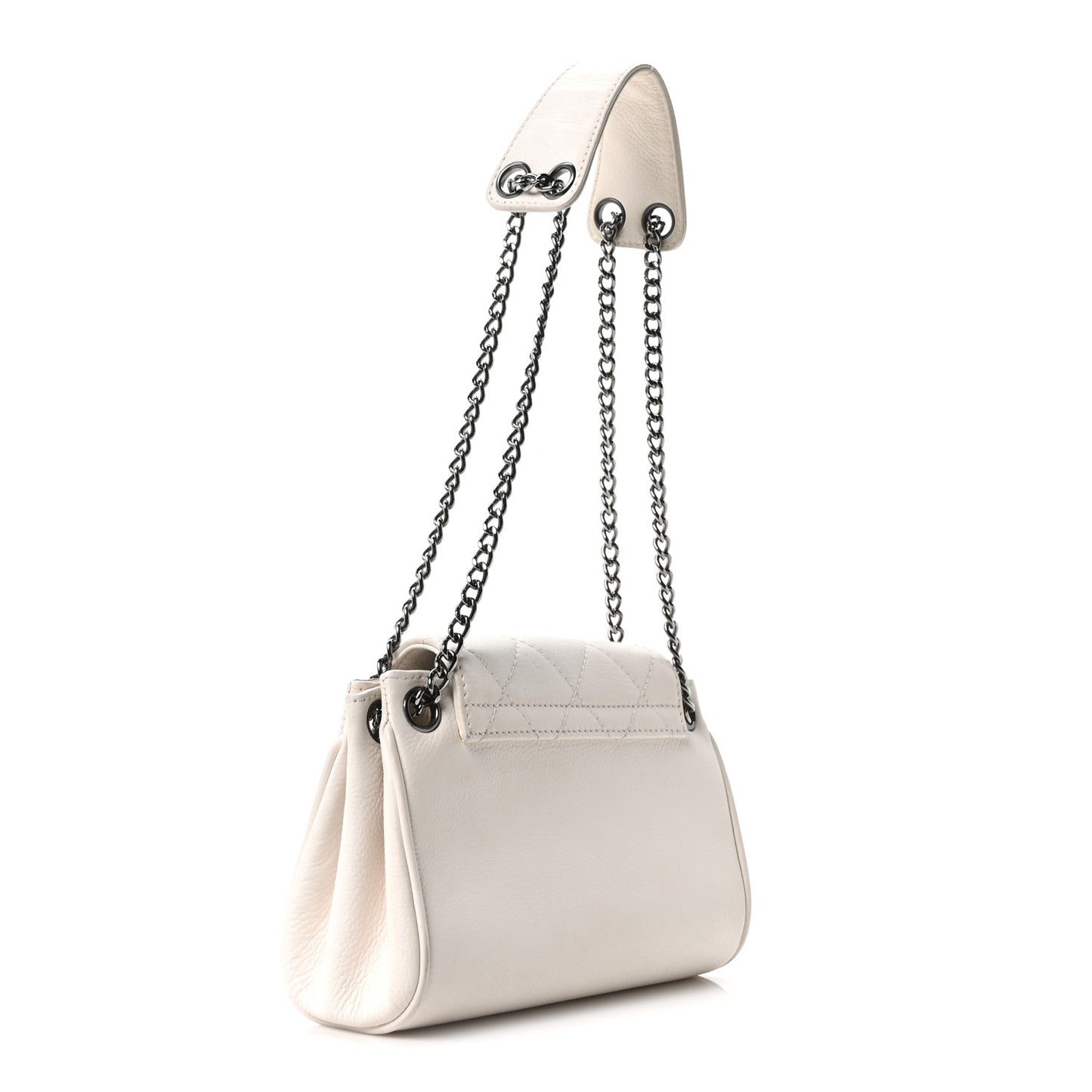 Caviar Quilted Mini Accordion Flap White