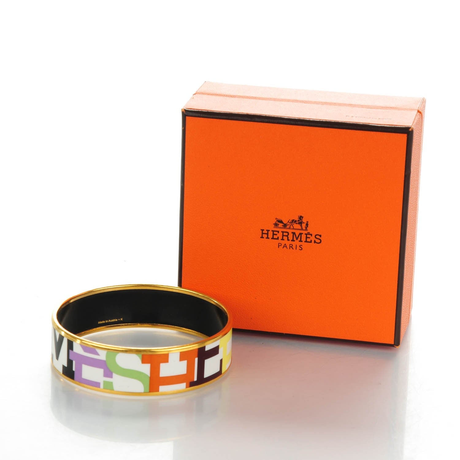 Hermes Enamel Printed Wide Capitales Bracelet 70 5 of 5