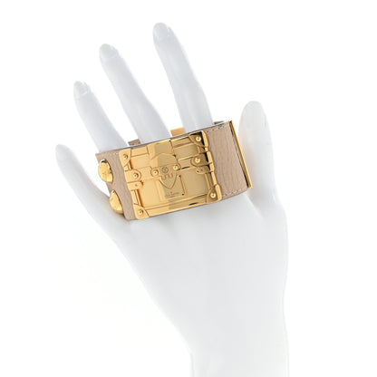 Louis Vuitton Calfskin So LV Cuff Bracelet 17 Beige 2 of 7