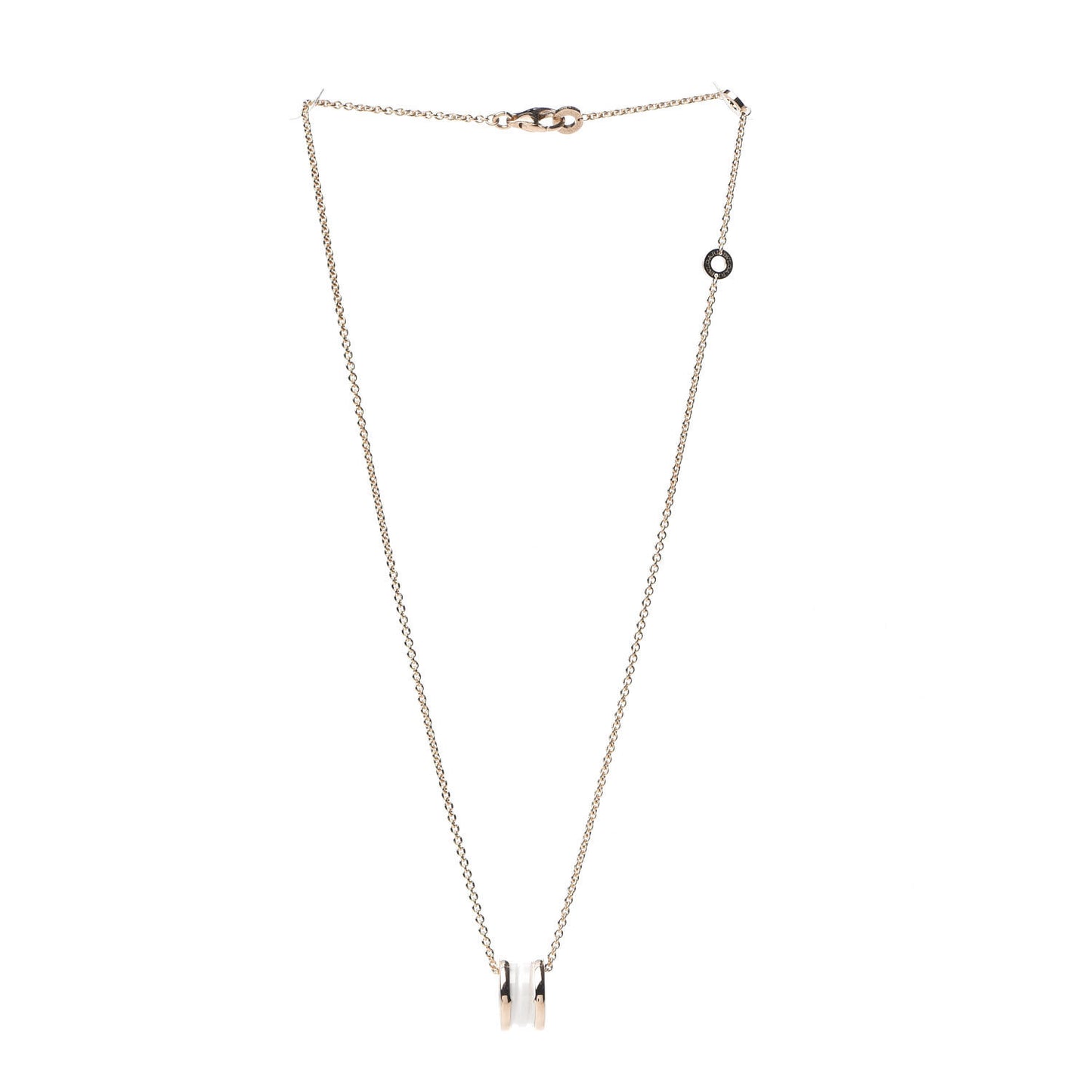 18K Rose Gold White Ceramic B.Zero1 Pendant Necklace