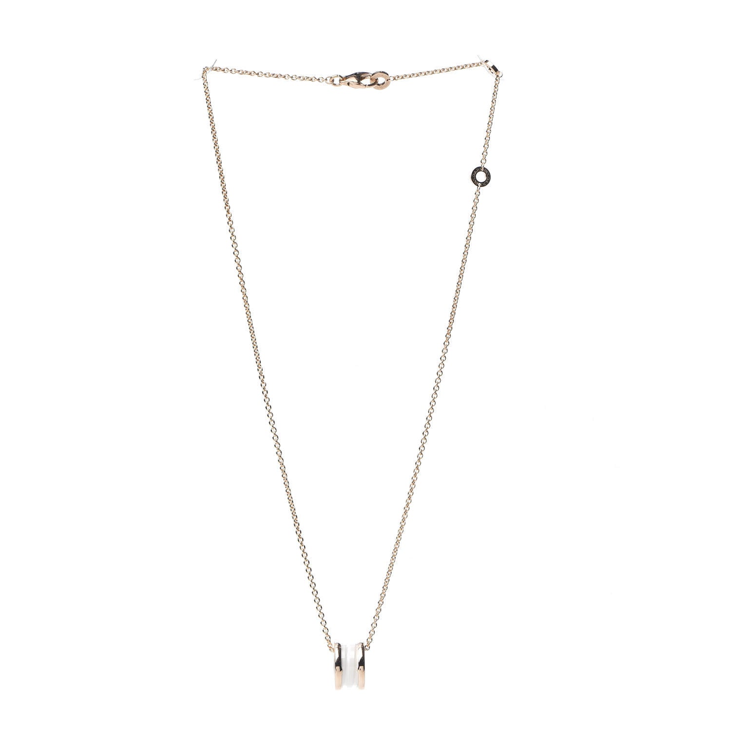 Bulgari 18K Rose Gold White Ceramic B.Zero1 Pendant Necklace 2 of 4
