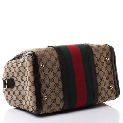 Gucci Monogram Vintage Web Medium Boston Dark Brown 3 of 4