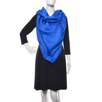 Louis Vuitton Silk Wool Monogram Shawl Blue 2 of 4