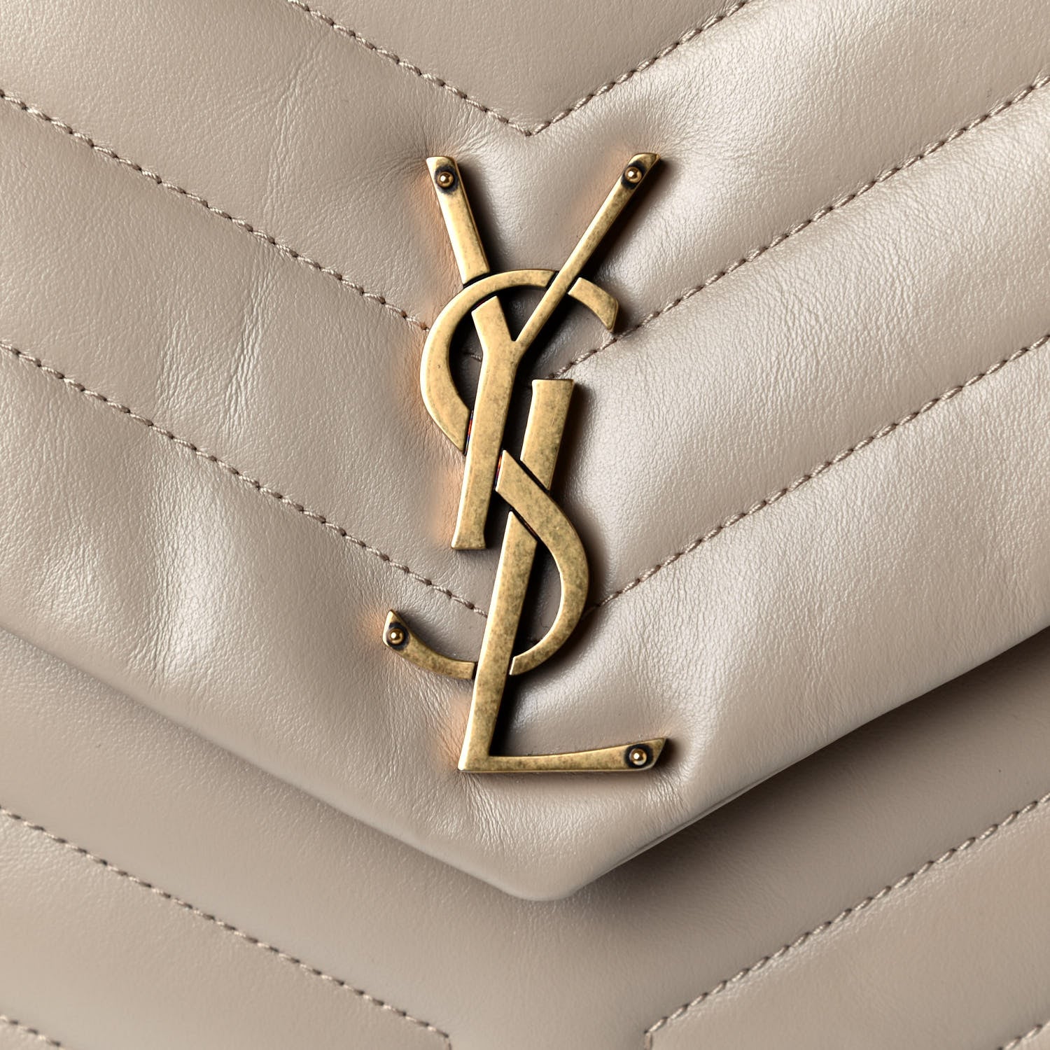 Saint Laurent Calfskin Y Quilted Monogram Medium Loulou Chain Satchel Dark Latte 6 of 6