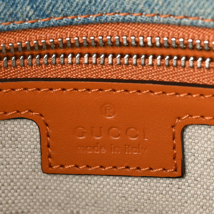 Gucci Denim Crystal Applique Small GG Marmont Shoulder Bag Blue 6 of 8