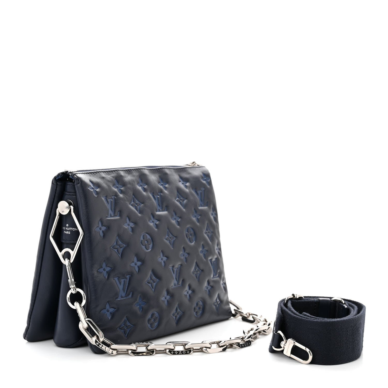 Louis Vuitton Lambskin Embossed Monogram Coussin PM Navy 3 of 13