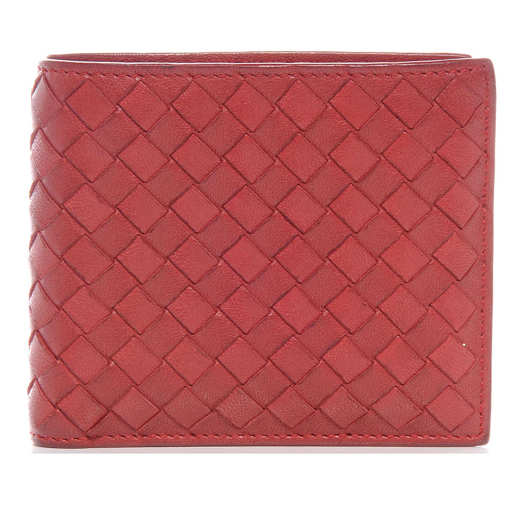 Bottega Veneta Nappa Intrecciato Mens Wallet Red 1 of 9